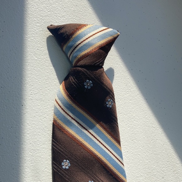 Vintage 80s clip on tie stripes and floral design - Picture 7 of 12